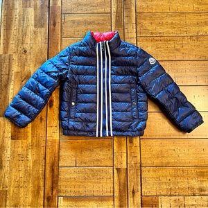 Size 4 Years Moncler Boys Girls Kids Lucas Puffer Jacket Coat Blue Red AUTHENTIC